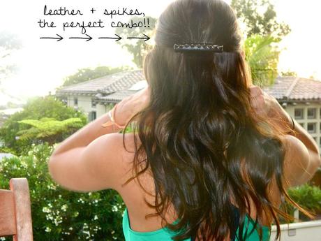 leather and spike diy hairclip