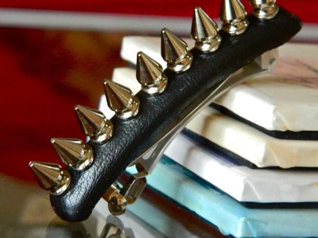 leather and spike diy hairclip