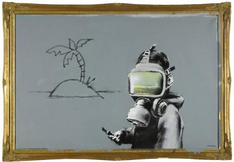 arrestedmotion1 460x319 Banksy – “Gas Mask Boy” piece at Sotheby’s