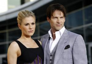 Anna Paquin and Stephen Moyer on the red carpet at the season 4 premiere of True Blood