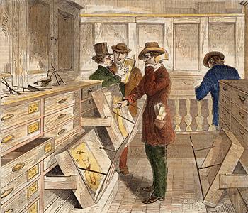 A Special American Art July 4th Anniversary Patent Office from 19th century