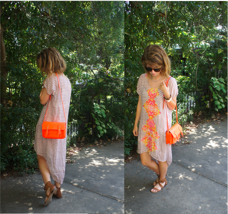 Outfit: High low neon