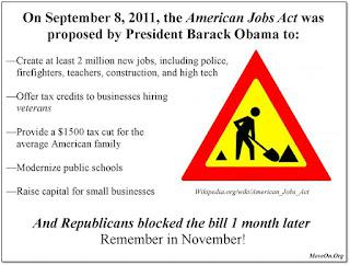 The American Jobs Act that was Blocked by Republican Obama Haters