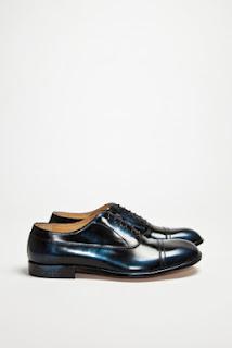 Black & Blue But Not Bruised:  Maison Martin Margiela Line 22 Metallic Blue/Black Lace-up Shoe