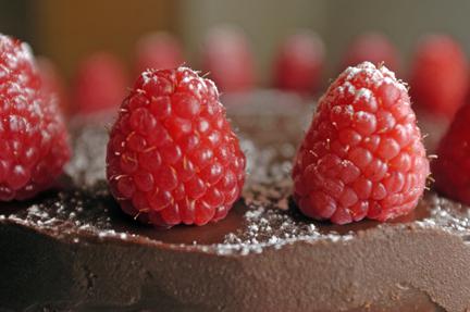 Chocolate Cake with Raspberry Mascarpone Filling and Chocolate Ganache Frosting
