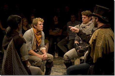 Brandon Ruiter, Walter Briggs, Cliff Chamberlain and Paige Collins, in a scene from The House Theatre's Review: The Iron Stag King, Part I (The House Theatre)