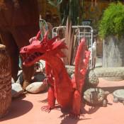 Red Metal Dragon Sculpture