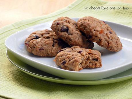 Chewy Oatmeal, Coconut & Fruit Cookies