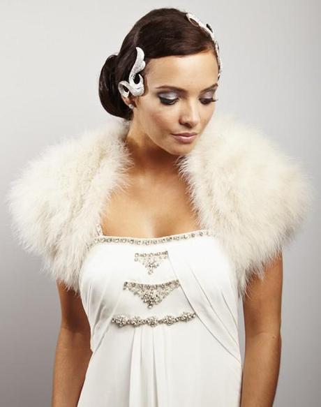 Designer Winter Wedding Accessories Minnelli Marabou Feather Wedding Shrug by Sasso