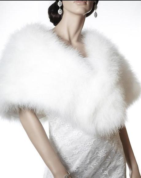 Designer Winter Wedding Accessories Prague Feather Wedding Cape by Sasso