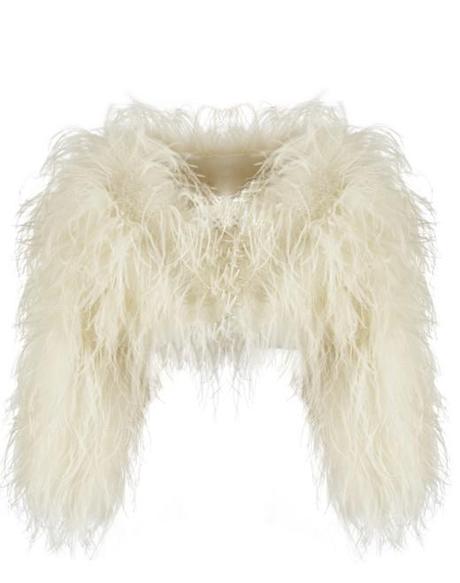 Designer Winter Wedding Accessories Alaska Ostrich Feather Wedding Jacket by Sasso