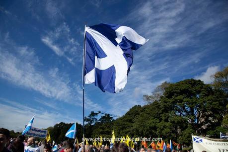 Event photo - crowds and saltires at the march for Scottish independance, Edinburgh