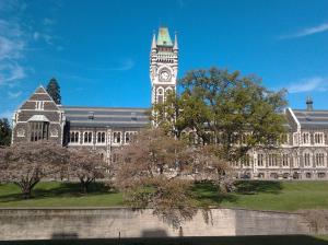The famous clock tower of the University of Otago