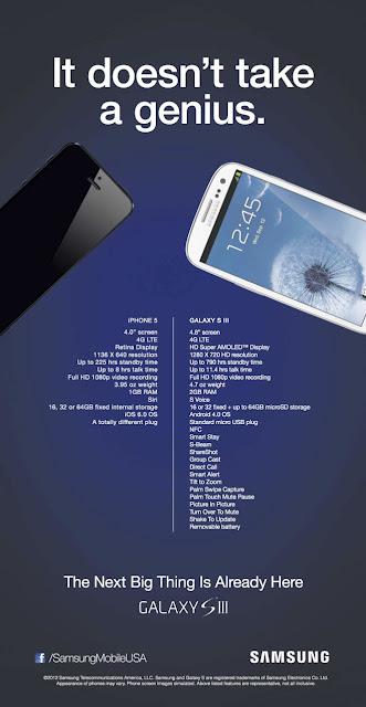 Previously we have seen that Samsung Mobile USA posted an ad that revealed the weaknesses of the iPhone 5, and shows the various advantages of the Samsung Galaxy S III.