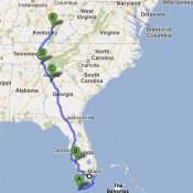 Our Route from Key West to Richmond