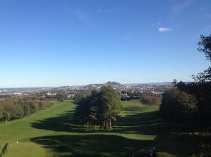 Edinburgh city centre, castle, arthur's seat and murrayfield golf course from costorphine hill