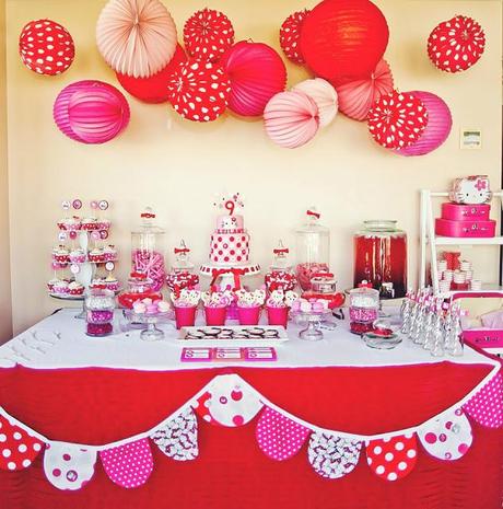 Red, pink & White Hello Kitty  9th Birthday Party by Couture Crafts