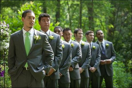 Wedding Attire: Gray and Green