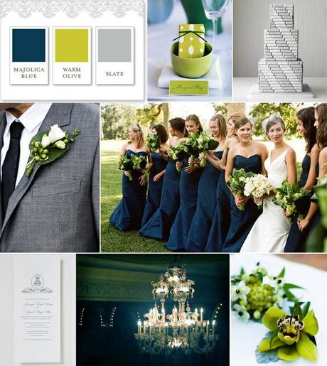 Wedding Color Palette: Gray, Green and Navy