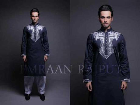 Men Kurta Embroidery Neck Designs Collection 2012-13 by Emraan Rajput with Khoobsurat & Rang Biringi Style