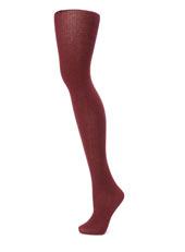 Burgundy Cable Knit Cotton Tights