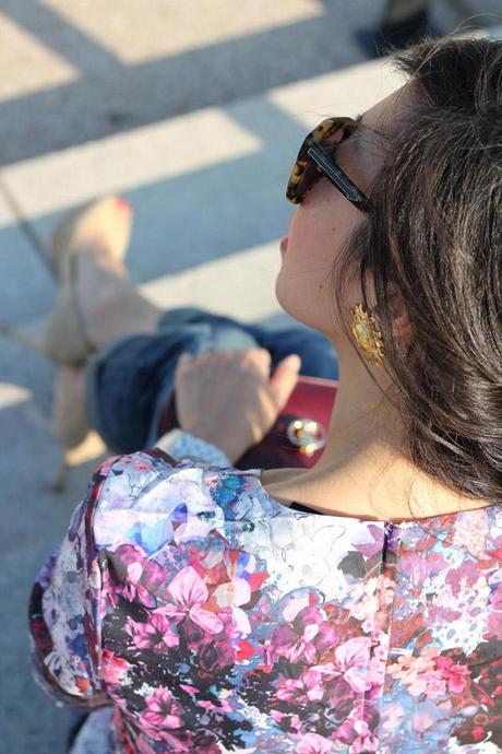 Style Rx // Oxblood and Floral style of sam, lana del ray collection, H&M peplum, Zara distressed jeans, YSL platform peeptoes, vintage Celine bag
