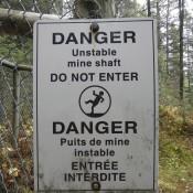Warning sign on mine shafts