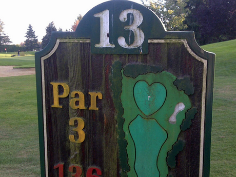 Heart-shaped green on Hole 13 at Country Meadows Golf Course – Richmond, BC (submitted by Sylvia W.)