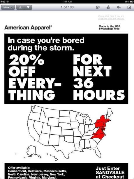 AmericanApparel Sandy Sale Was Fashion Insensitive During Hurricane Sandy?
