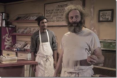 Preston Tate, Jr. and Richard Cotovsky star in Mary-Arrchie Theatre Co.’s production of SUPERIOR DONUTS by Tracy Letts, directed by Matt Miller. Photo by Greg Rothman. Preston Tate, Jr. and Richard Cotovsky in Mary-Arrchie Theatre Co.’s production of SUPERIOR DONUTS by Tracy Letts, directed by Matt Miller. Photo by Greg Rothman.