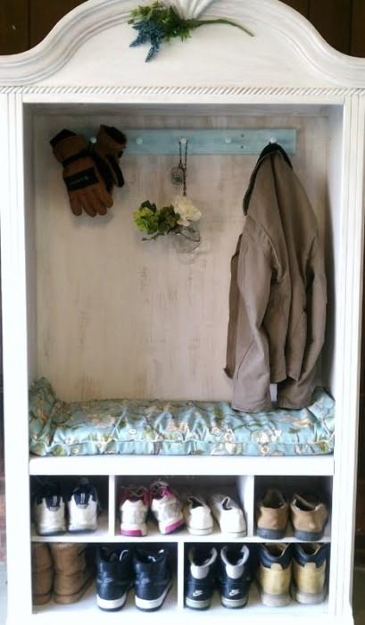 shoe and coat pinterest 409x700 5 Family Friendly Ways to Re Purpose an Armoire