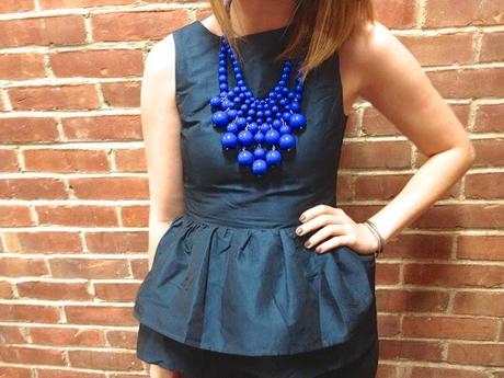 outfit: navy and black double peplum