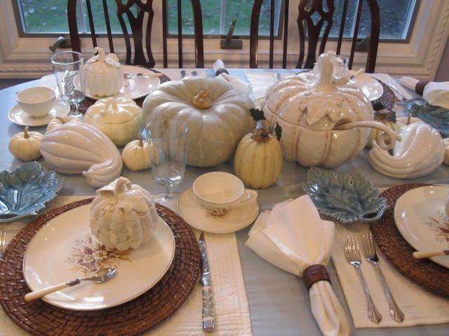 White Thanksgiving Table via The Tablescaper Blog azure autumn 024 22 Days of Gratitude: Inspiration for the Thanksgiving Table