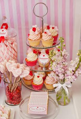 Red, White and Pink Dessert Table Perfect for a Bridal Shower by Life is Sweet Candy Buffet