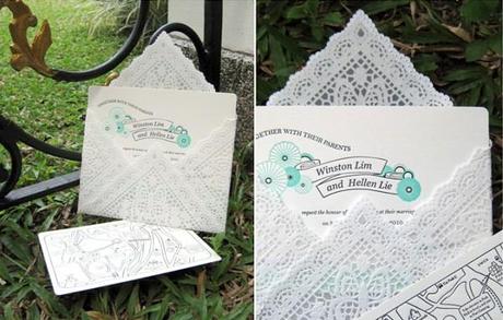 paper doily envelope wedding invitations