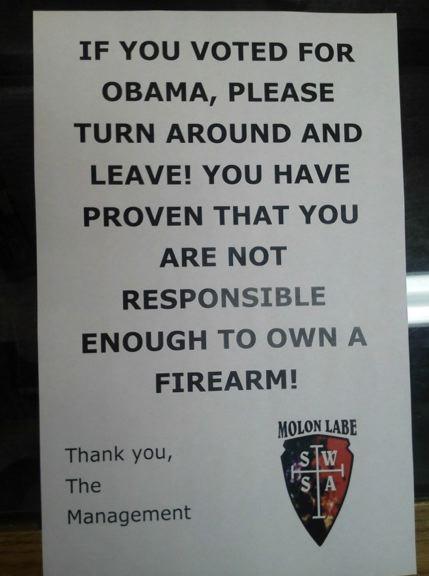 Obama gun store Arizona Gun Store Owner Cope Reynolds Tells Obama Voters Turn Around and Leave