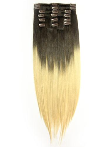 I&K Dip Dye Clip-in Straight Hair (Darkest Brown/Light Blonde)
