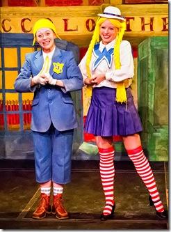 Sarah Grant as Jim Crachit and Claire Hart as Kim Crachit in Piccolo Theatre's Review: Bah, Humbug (Piccolo Theatre)