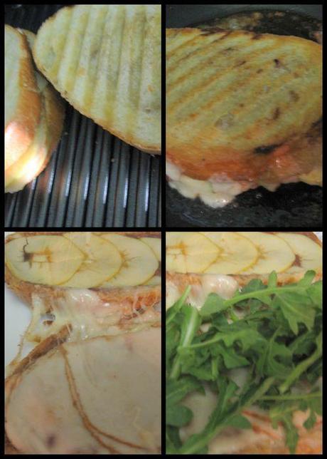 Apple turkey panini-grilling collage