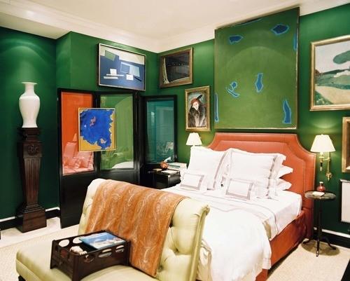 Miles Redd bedroom also with paintings etc Miles Redd Emerald bedroom