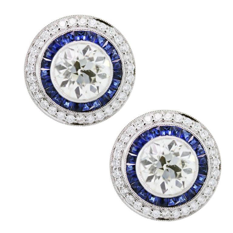 Platinum, Diamond and Sapphire Earrings Platinum, Diamond and Sapphire Earrings, diamond earrings, sapphire earrings