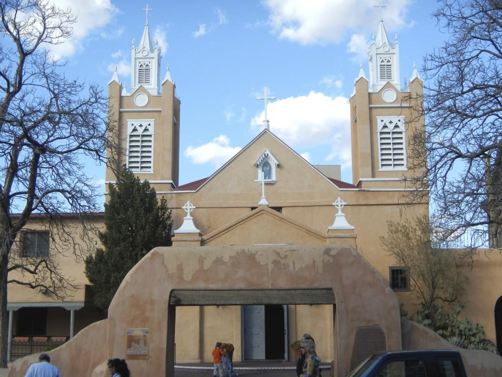 San Felipe Church in the town square of Old Town Albuquerque New Mexico San Felipe Church in the town square of Old Town Albuquerque New Mexico
