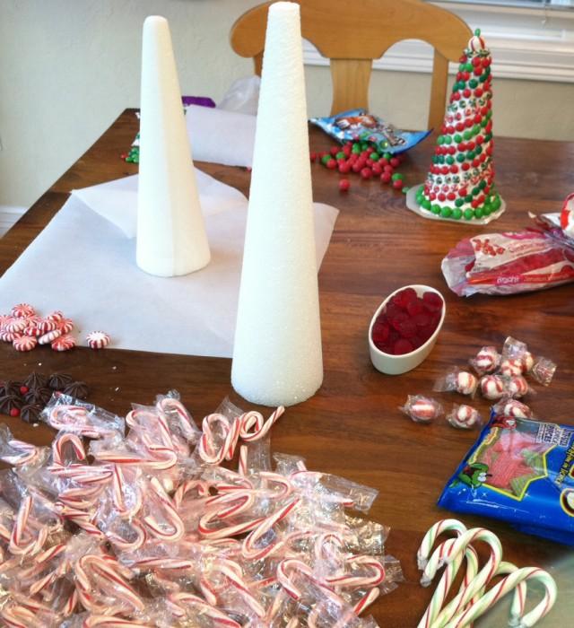 YES Spaces making candy topiaries 640x700 Christmas DIY: Candy Topiary Trees