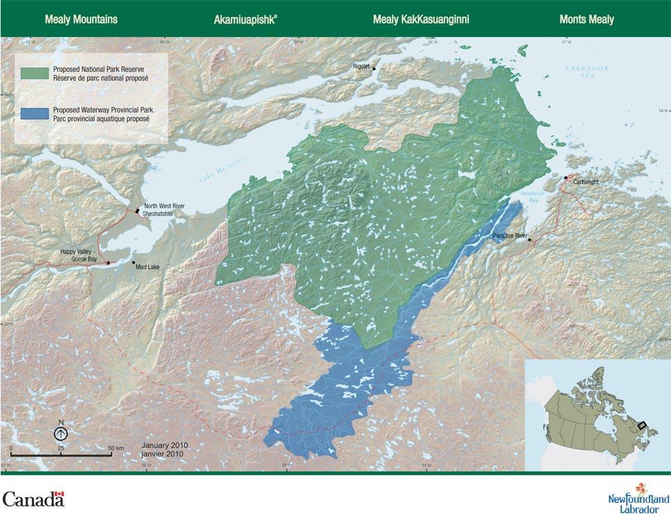 MealyMtns boundary map Mealy Mountains, Labrador 