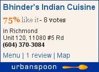 Bhinder's Indian Cuisine on Urbanspoon