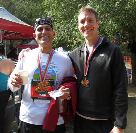 Isak Saad and Mike Sohaskey after finishing Rocky Ridge Half Marathon