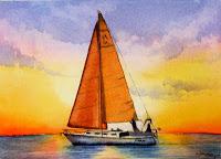 Sailboat at sunset tutorial
