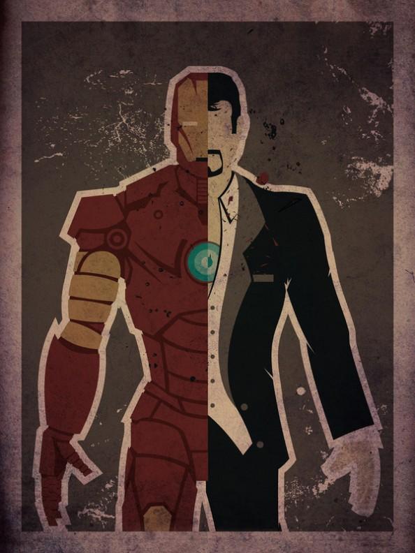 Iron Man Tony Stark e1354627466449 Superheroes & Their Secret Identities Art
