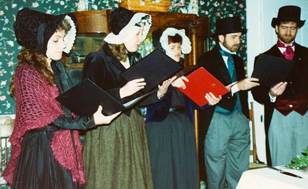 photo of Victorian carolers at my wedding reception