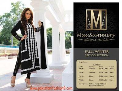 Mausummery Latest Fall Winter Embroidered Cambric Linen Collection 2012-2013
